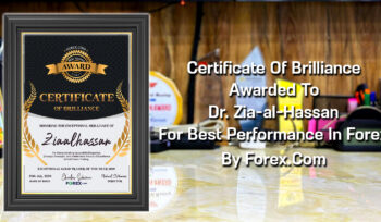 Certificate Of Brilliance From Forex.Com Forex Award To Dr. Zia-al-Hassan