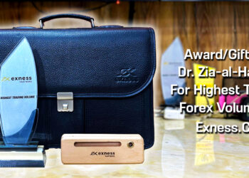 Highest Trading Volume And Leather Bag Forex Trading Award To Dr. Zia-al-Hassan ForexGuru.Pk By Exness
