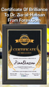Certificate Of Brilliance From Forex. Com Forex Award To Dr. Zia-al-Hassan
