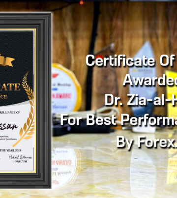 Certificate Of Brilliance From Forex.Com Forex Award To Dr. Zia-al-Hassan